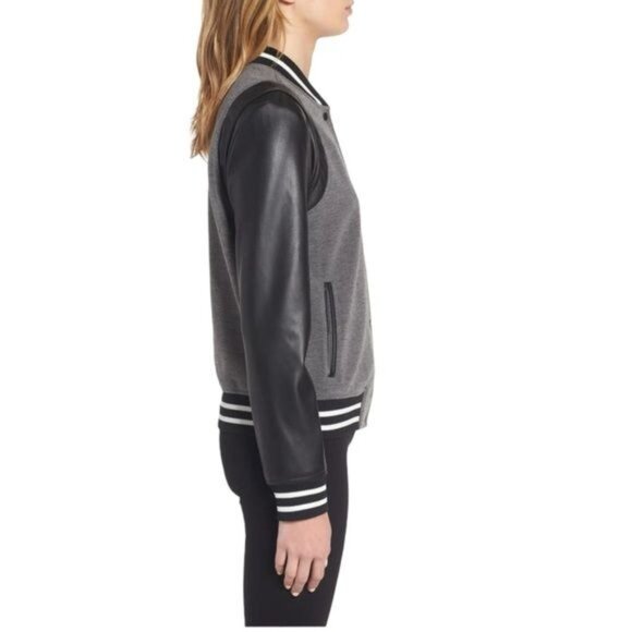 Trouvé Varsity Jacket in Grey Combo Size Medium EUC - Picture 4 of 15